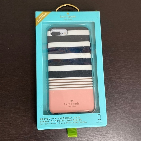 kate spade Case for Apple® iPhone® 7 Plus - White/stripe 2 black/rose gold foil - Picture 1 of 4